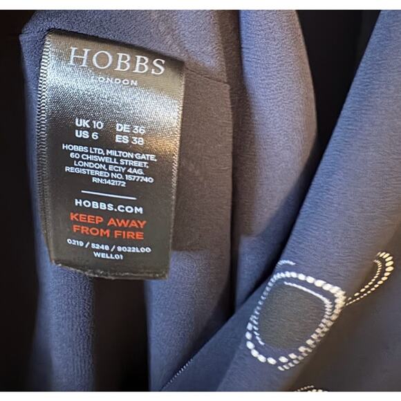 Hobbs London Navy Clarice Polka Dot Print Long Sleeve Shift Dress US Size 6 - Picture 10 of 10